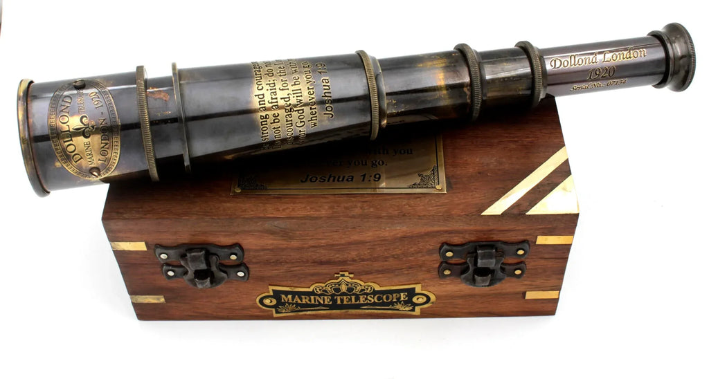 Handcrafted Brass Maritime Telescope with Wooden Box (Style 1) - Handmade Lifestyle Shop