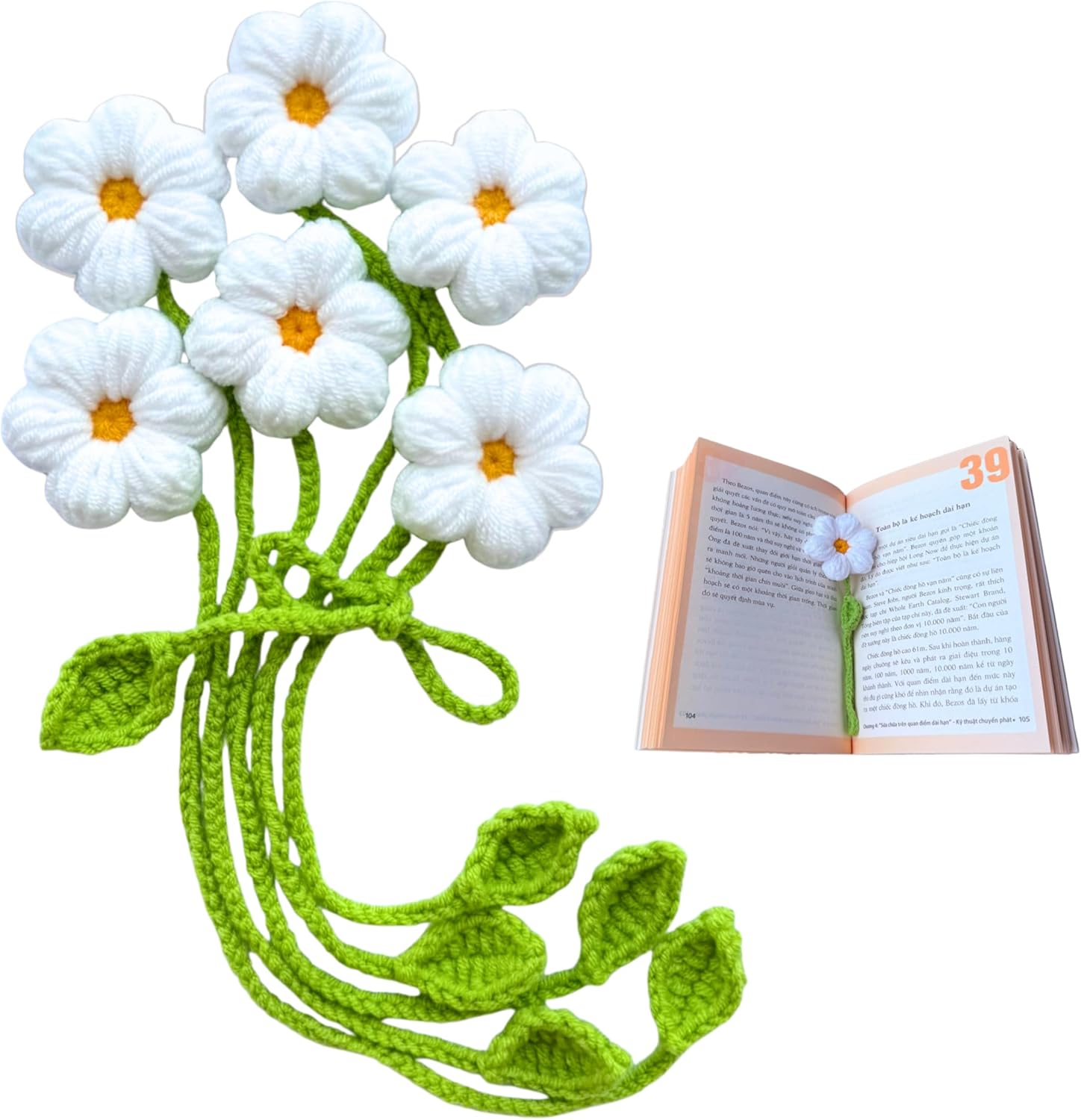 Bookmarks for Women – 6 Pack Handmade Flower Crochet Bookmarks – Book Marks for Reading, Cute Idea for Book Lovers Gifts