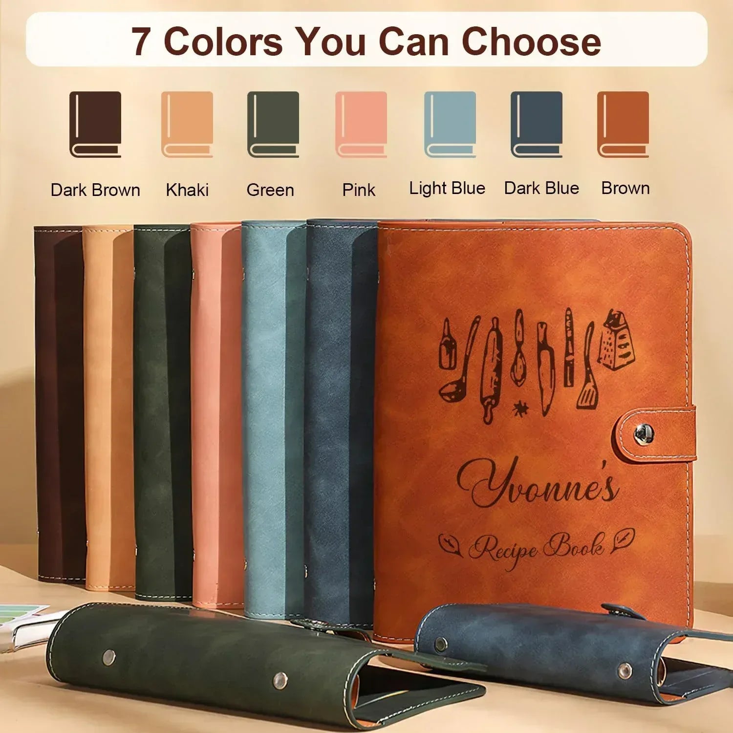 Personalized Recipe Book, Handmade Blank Notebook to Write in Your Own Recipes, 17 Custom Cover Designs, Handcrafted Gift for Mom, Dad, Husband, Wife, Grandma, Sister, Christmas, Birthday - Handmade Lifestyle Shop