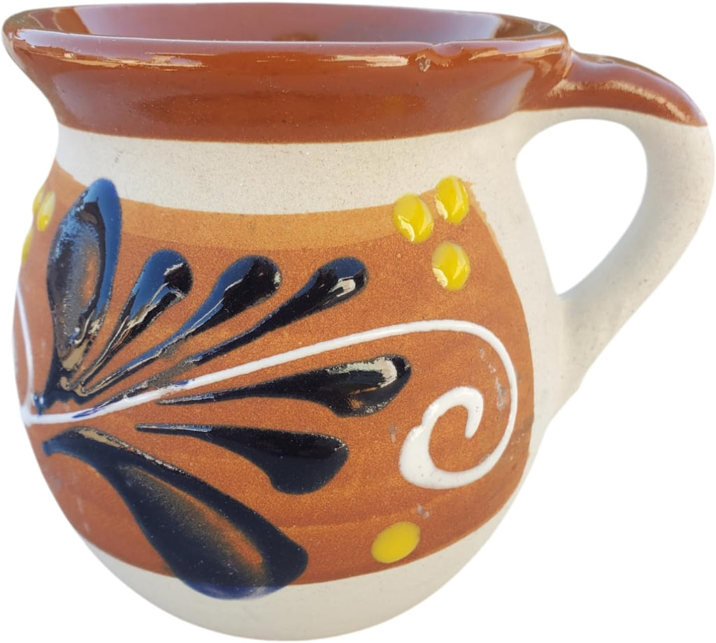 Hand-Painted Mexican clay Mugs, Floral Ceramic Coffee cups, Artisan Handmade Talavera Jarritos Mexican Mugs Tazas de Mexico (Mixed, Single (1))