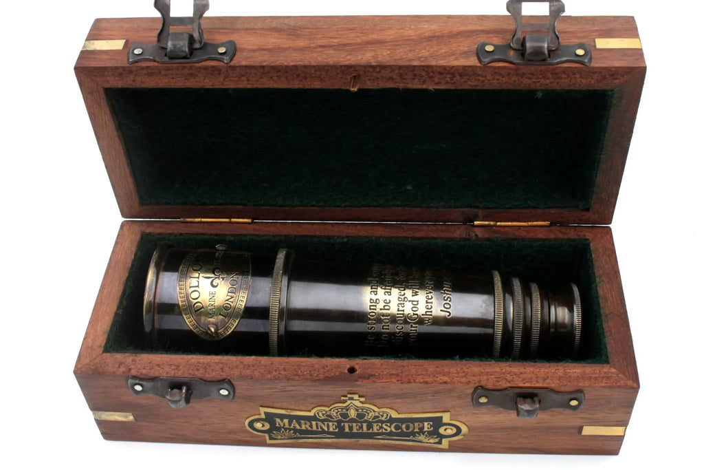 Handcrafted Brass Maritime Telescope with Wooden Box (Style 1) - Handmade Lifestyle Shop