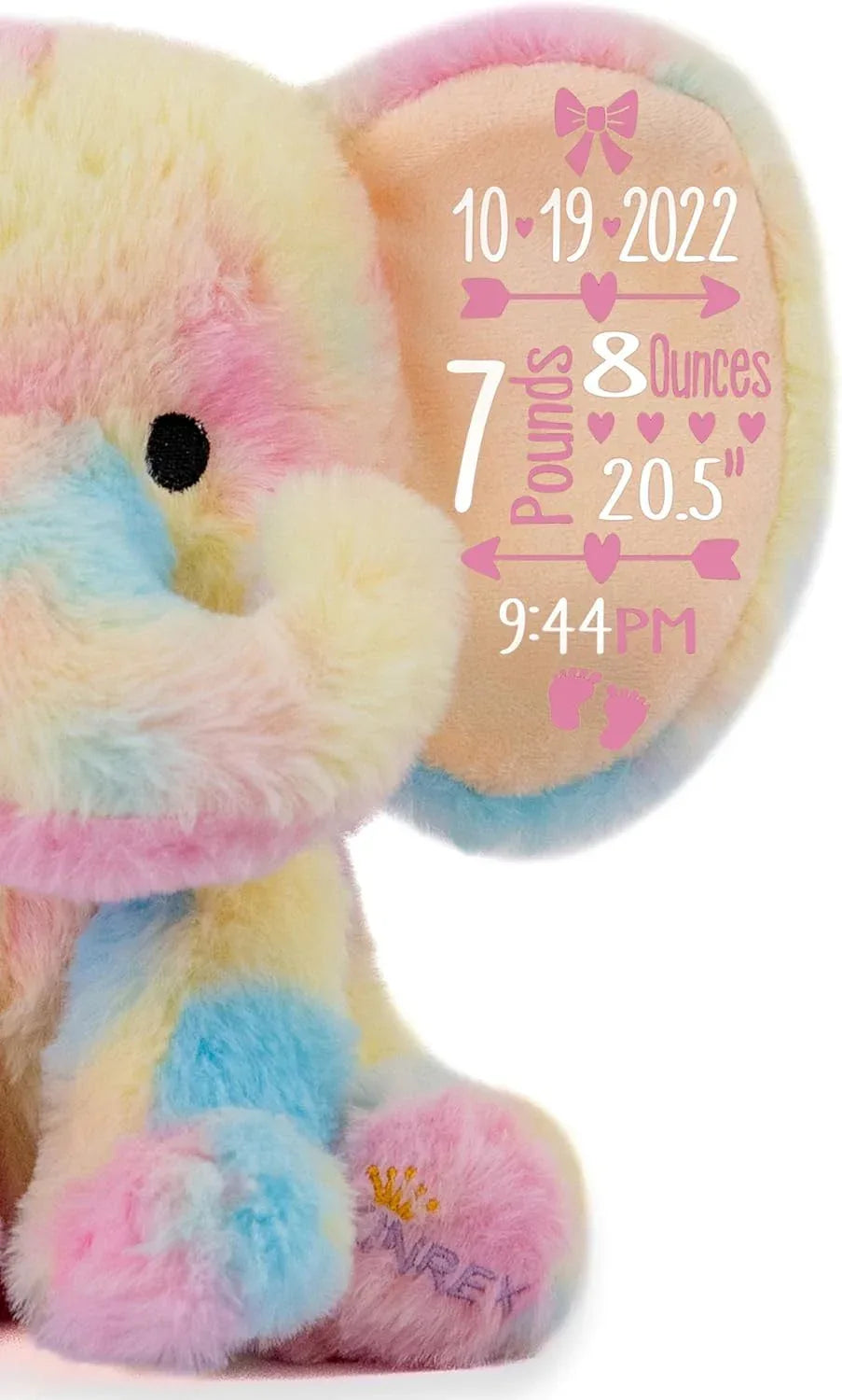 Personalized Elephant Stuffed Animal - Custom Birth Stats Announcement Stuff Elephants Animals for Babies, Baby Shower, Boy, Girl, Newborn, Customized Keepsake Plush Bear Gifts, Pink 9 Inches - Handmade Lifestyle Shop