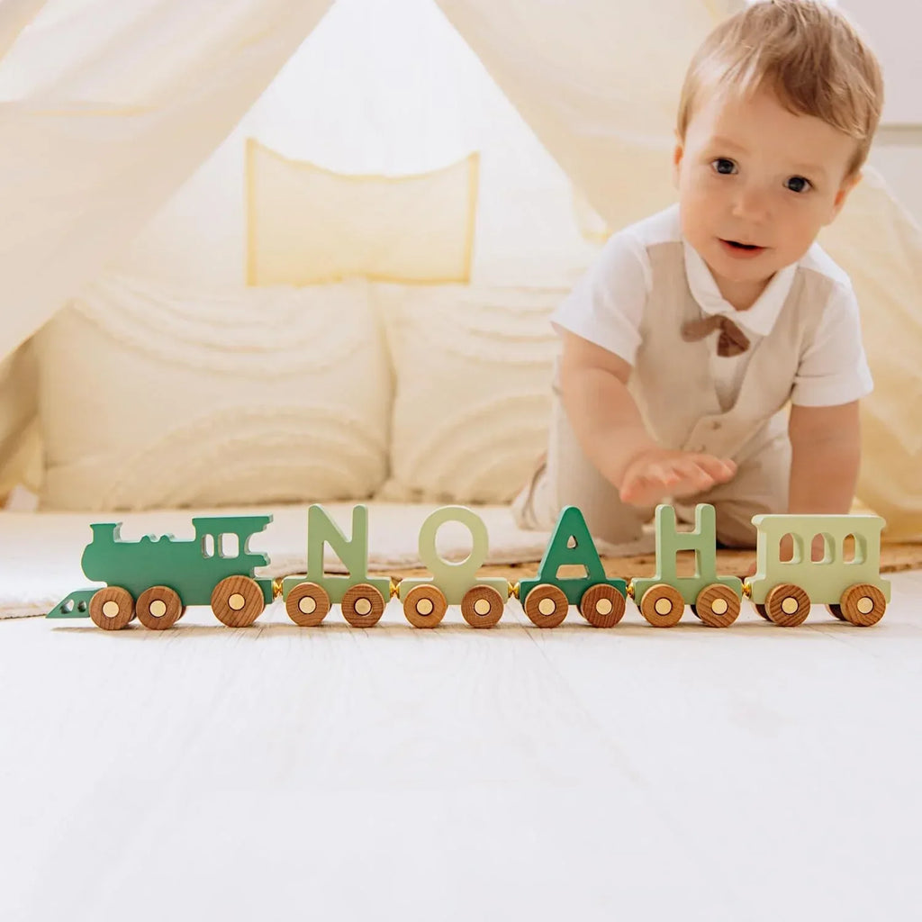 BUSY PUZZLE Personalized Wooden Name Alphabet Train with Name Letters Educational Toys Unique 1st Birthady Gift Easter Present - Handmade Lifestyle Shop
