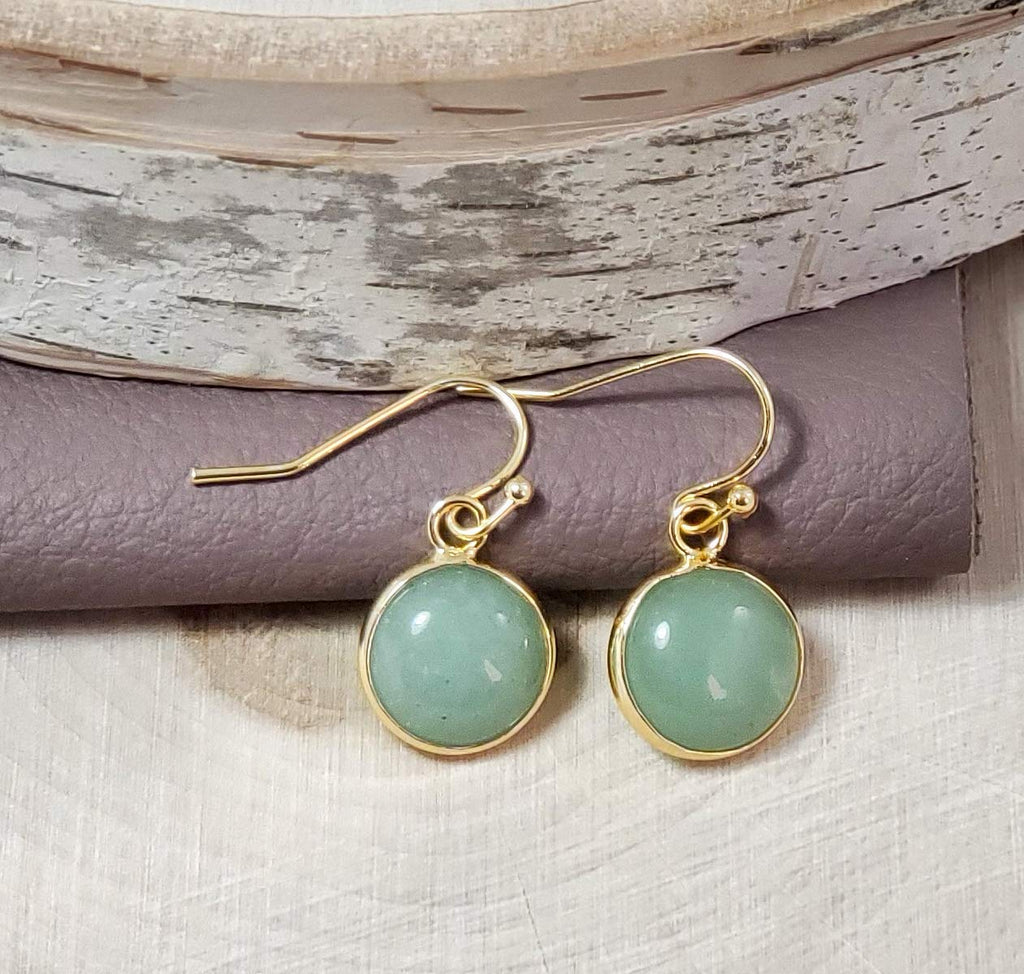 Green Earrings for Women – Dainty Gold Dangle – Real Jade -Sage - Light – Pale – Dark - Green Stone – Rose Quartz Pink Crystal Genuine – Natural Gemstone - Dainty -Short -Drop and Dangle – Lightweight - Unique Anniversary Birthday Gifts for Wife – Teacher