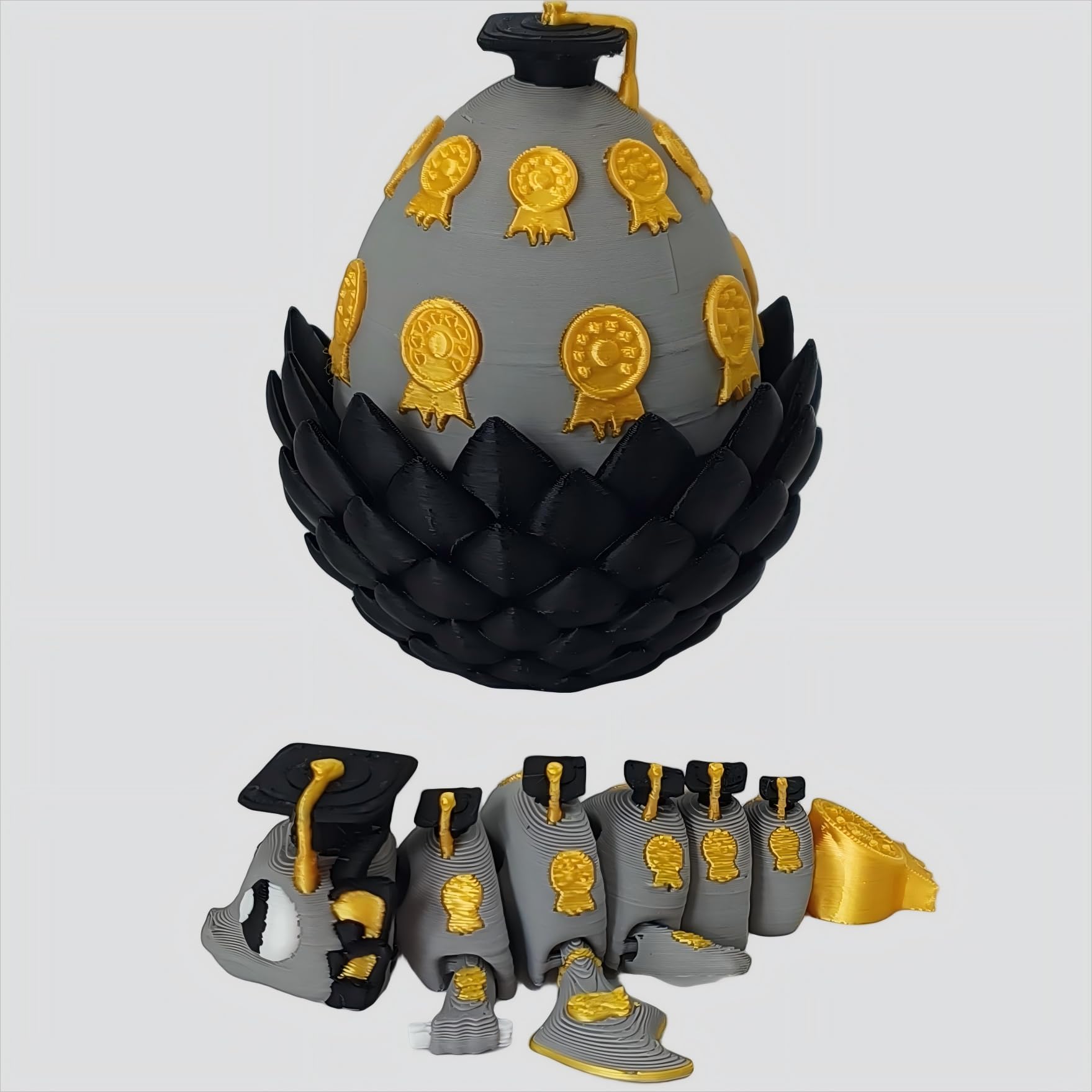 Enchanted 3D Egg with Miniature Inside - Handcrafted Printed Collectible | Fantasy Decor & Gift (Ice Cream Dragon & Egg (Box))