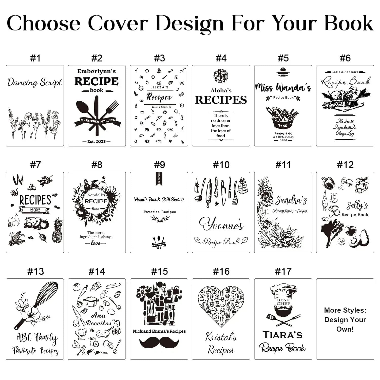 Personalized Recipe Book, Handmade Blank Notebook to Write in Your Own Recipes, 17 Custom Cover Designs, Handcrafted Gift for Mom, Dad, Husband, Wife, Grandma, Sister, Christmas, Birthday - Handmade Lifestyle Shop