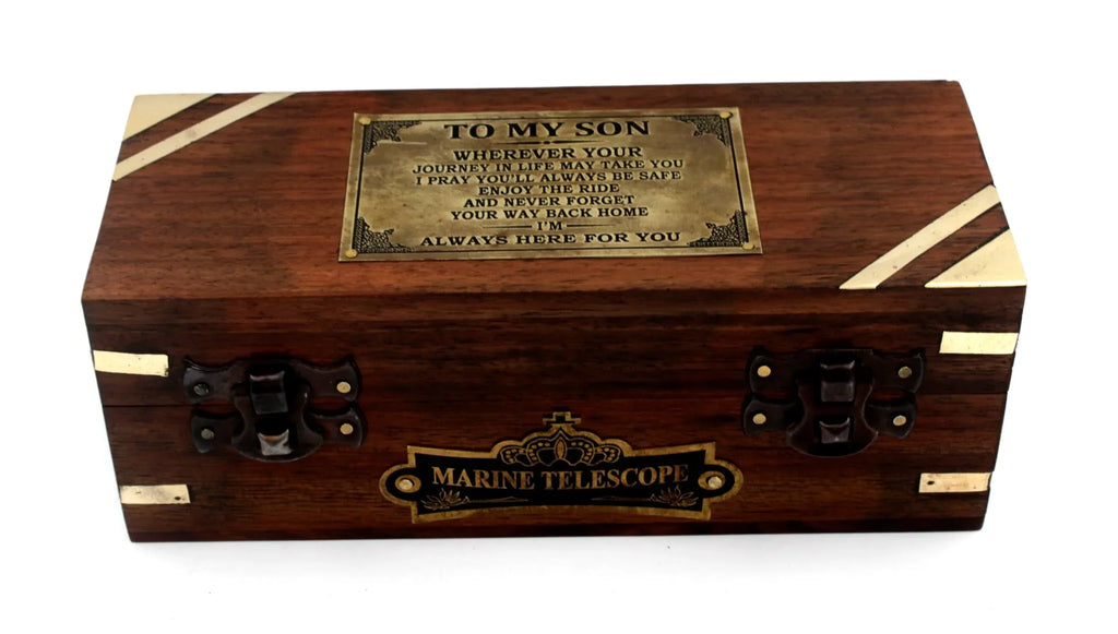Handcrafted Brass Maritime Telescope with Wooden Box (Style 1) - Handmade Lifestyle Shop