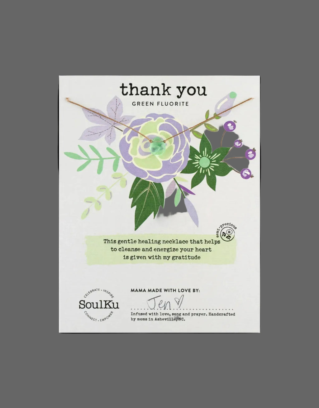 SoulKu Handcrafted Necklace, Empowerment Jewelry With Healing Crystal, Inspirational Jewelry For Women, Mom & Sister Gifts, 2" Extender With Lobster Clasp, 16" Nylon Cord - Handmade Lifestyle Shop