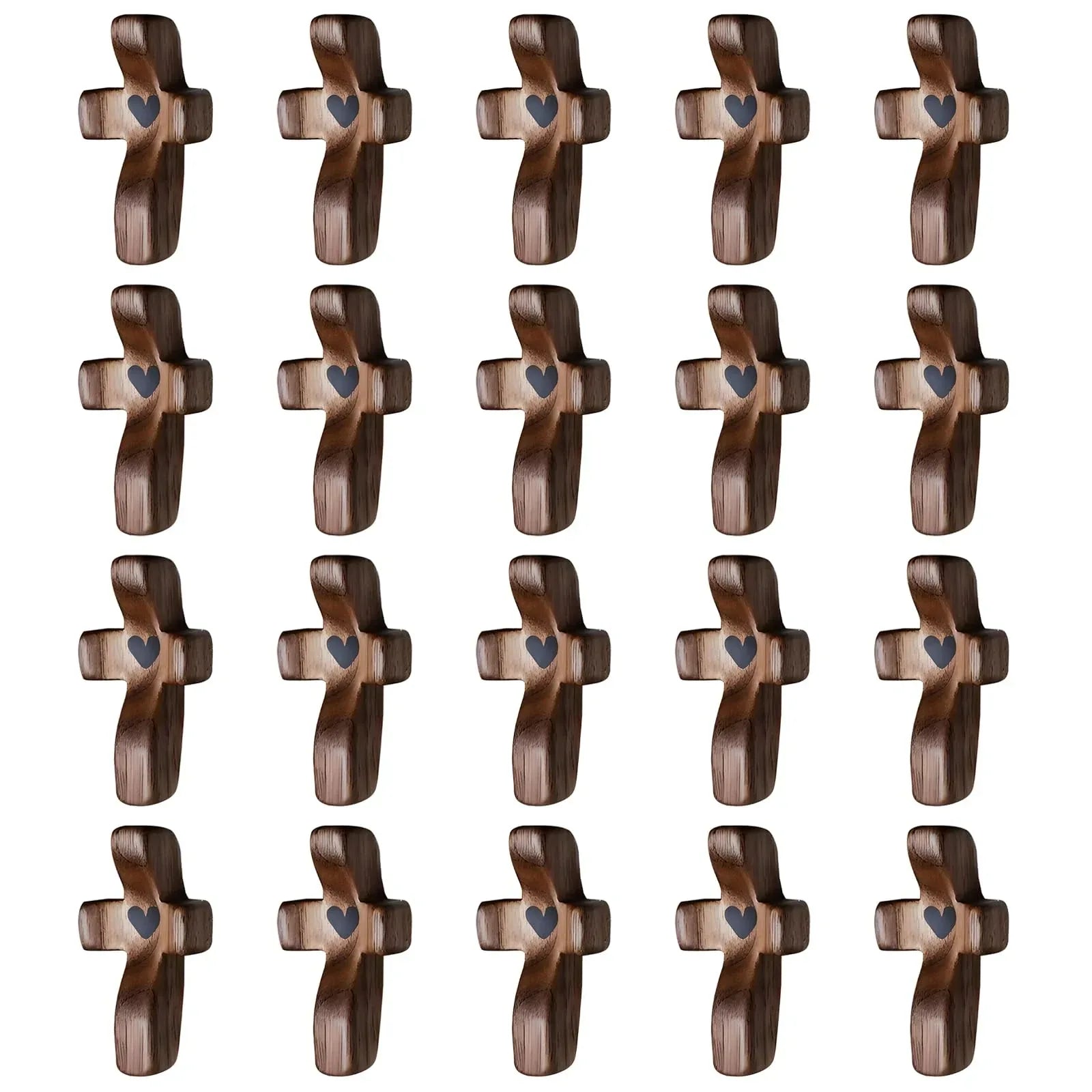 3-Pack Wooden Cross Fidget, Handmade Pocket Wood Crosses, Cross My Heart | Encouragement Gift, Relieve Anxiety for Yourself, Inspirational Easter Gift for Christian Faith, Prayer, Valentines Day Gifts - Handmade Lifestyle Shop