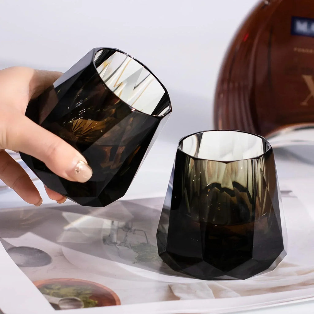 KAMMAK Crystal Whiskey Glasses Set of 2, Handcrafted 7.1oz Old Fashioned Glasses Stemless, Luxury Cocktail Glasses, Hand Blown Scotch Cup for Women, Men Gift for Rocks, Bourbon Barware, Bar - Handmade Lifestyle Shop