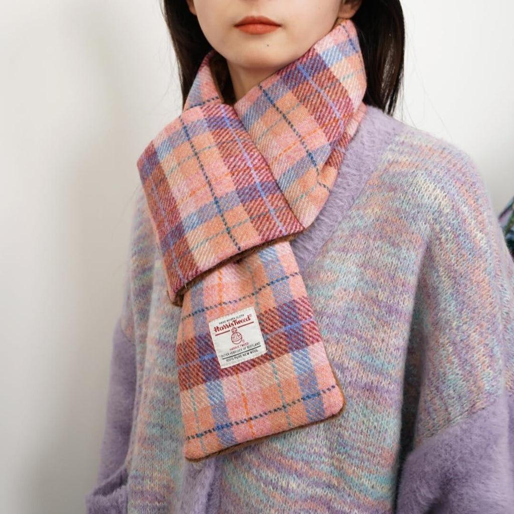 Harris Tweed Tartan Wool Neck Warmer for Women and Men, Handmade Soft Scarf with Plush Lining, Warm Winter Gift - Handmade Lifestyle Shop