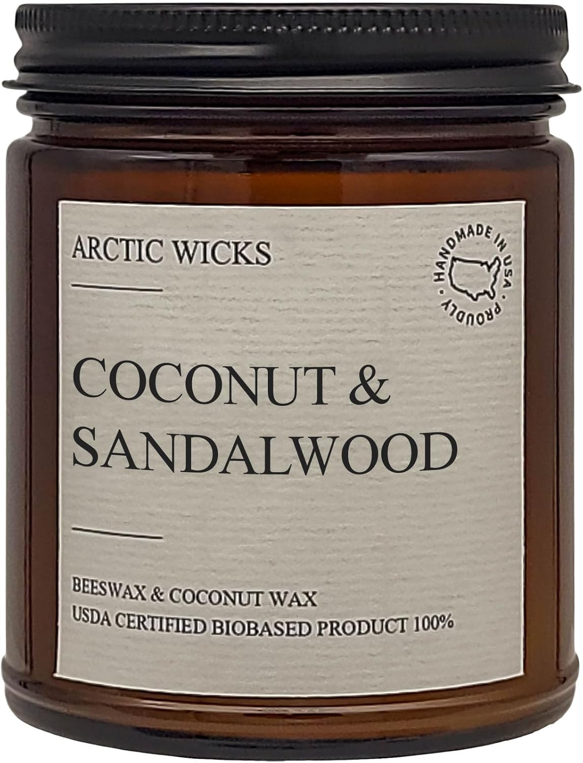 Vanilla Bourbon Candle | Arctic Wicks 9oz Coconut & Beeswax Candles | Scented Non-Toxic Candles for Fall, Winter, Holidays, Gifts For Him, Whiskey Bourbon, Vanilla Candle | USDA Certified Biobased