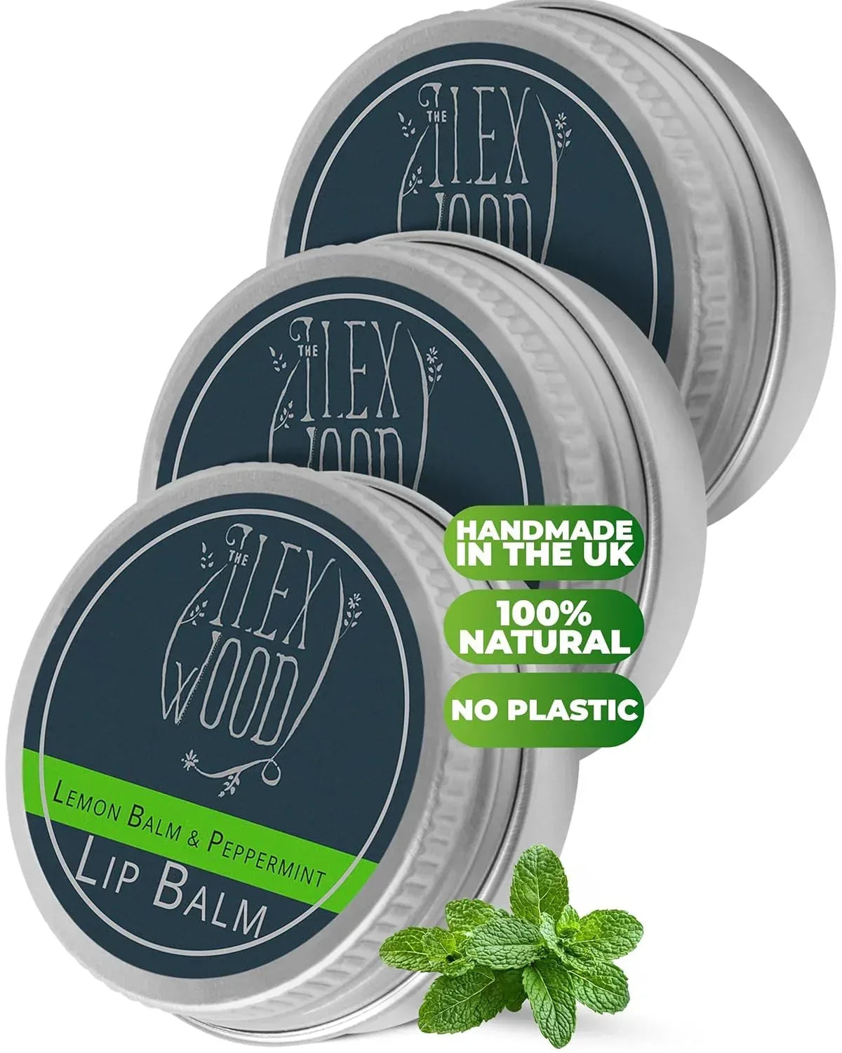 The Ilex Wood - All Natural Lip Balm - Lemon Balm and Peppermint - Cold Sore Treatment for Lips, Palm Oil Free, Cruelty Free, Plastic Free, Moisturising Lip Balm, Handcrafted - 10ml (0.34 fl oz) - Handmade Lifestyle Shop