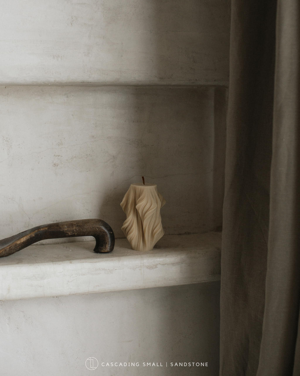 LAWA Cascading Wave Candle - Large Beautiful Handmade Pillar Scented Soy Wax Elegant Bubble Aesthetic Candle Housewarming Gift Home Room Shelf Decor Idea Olive Beige (Large)