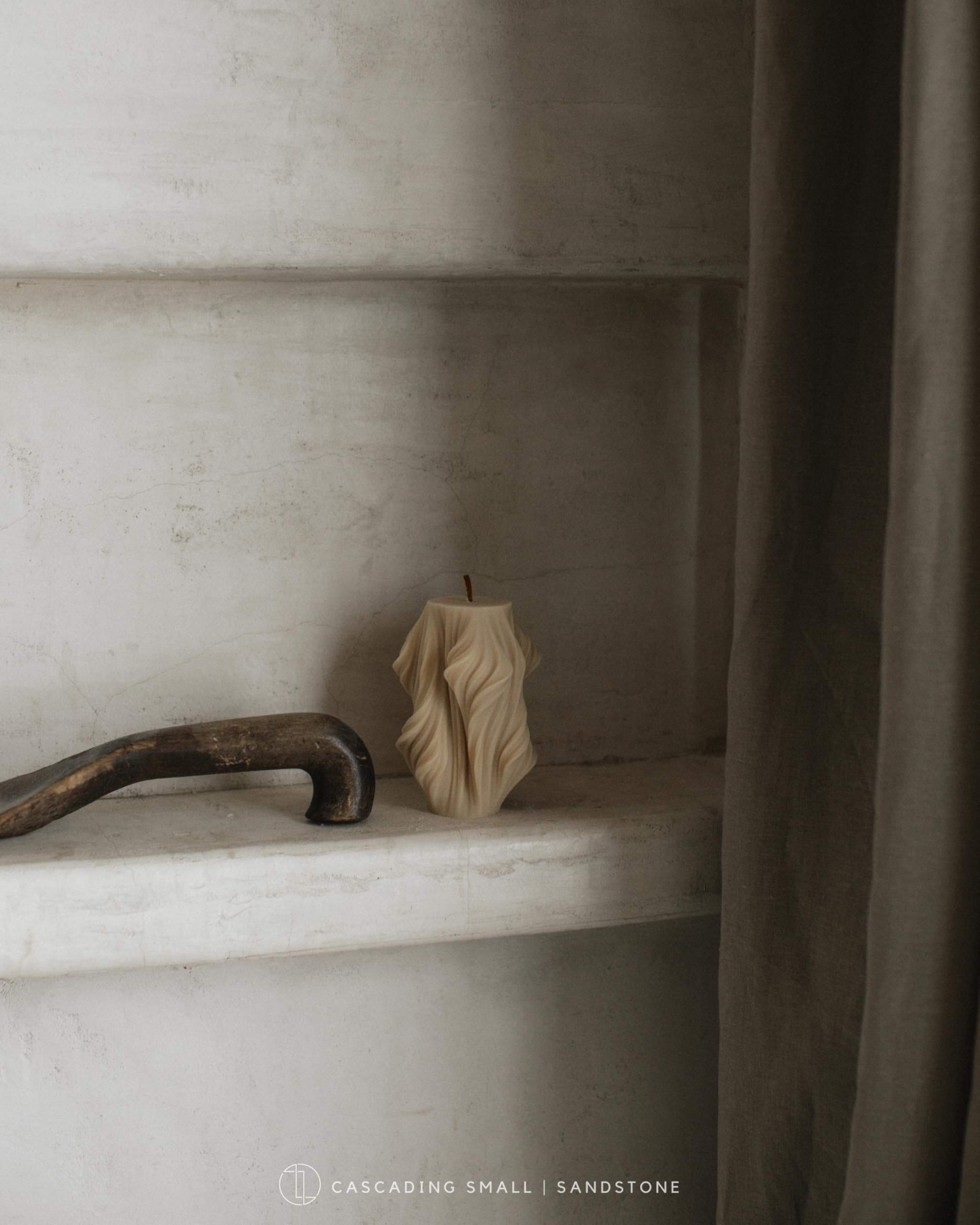 LAWA Cascading Wave Candle - Large Beautiful Handmade Pillar Scented Soy Wax Elegant Bubble Aesthetic Candle Housewarming Gift Home Room Shelf Decor Idea Olive Beige (Large)