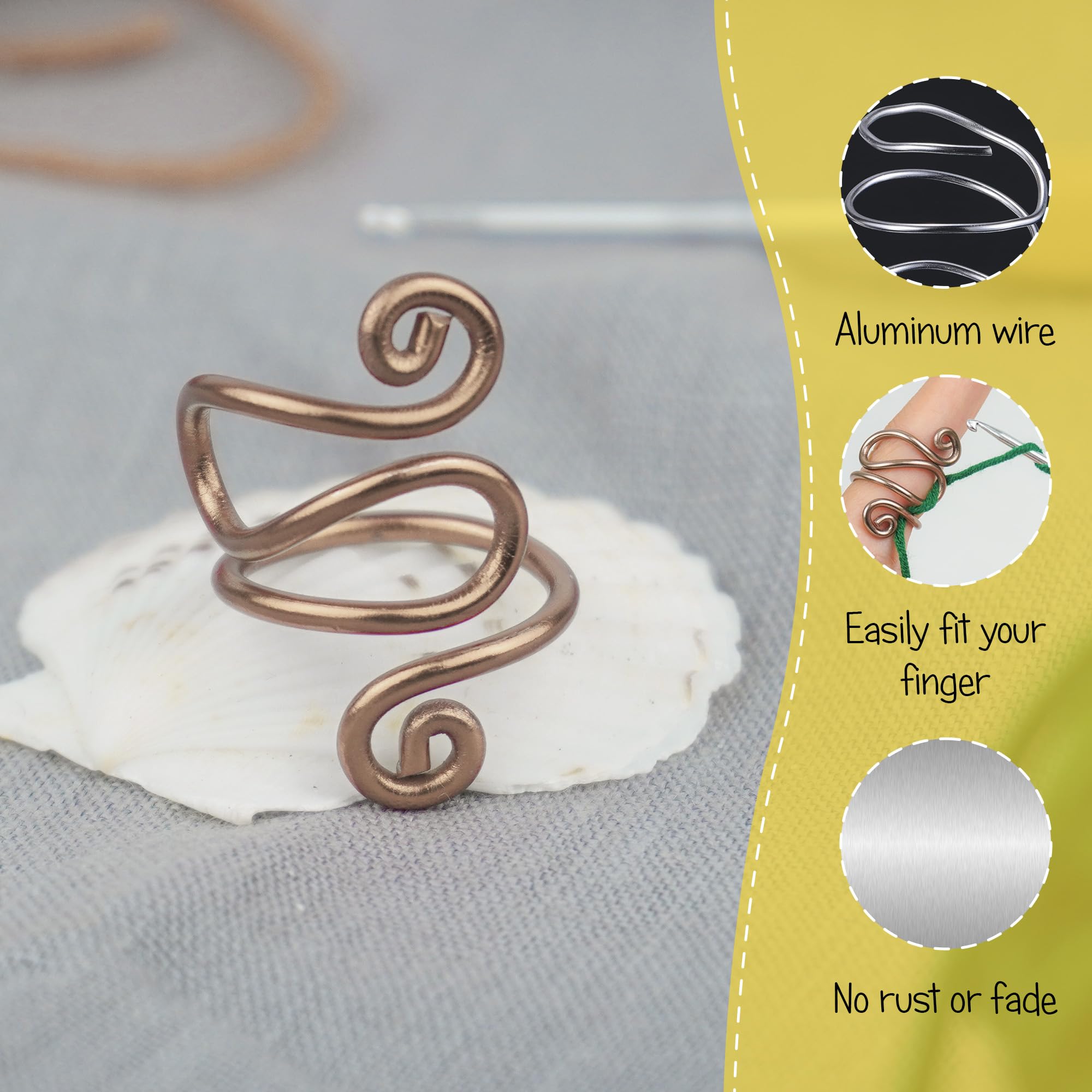 Handmade Crochet Tension Ring For Finger, Left Handed, Right Handed Zig Zag Ring, Yarn Tension Ring For Crochet, Crochet Gifts For Crocheters, Knitters