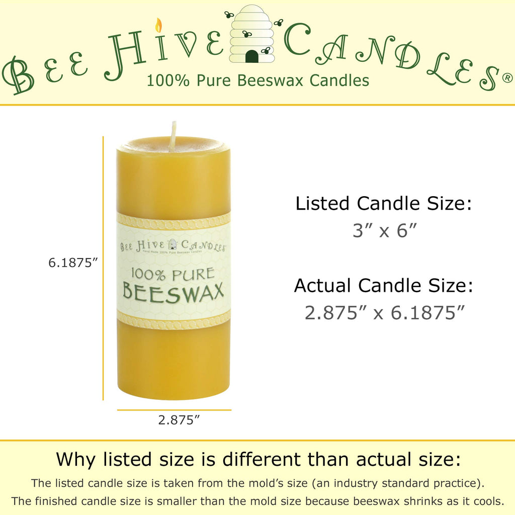 Bee Hive Candles 100% Pure Beeswax Pillar Candle (2" x 3" (3-Pack)) | Natural Beeswax Candles | Soy, Paraffin & Fragrance Free | Handmade in The USA
