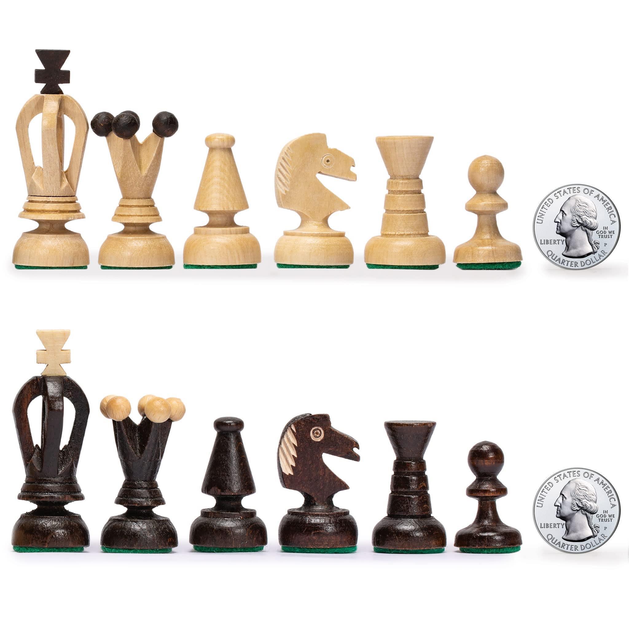Husaria European International Chess Wooden Game Set, King's Classic - 13.8 Inches Medium Size Chess Set with Handcrafted Chessmen and Felted Folding Board - Handmade Lifestyle Shop