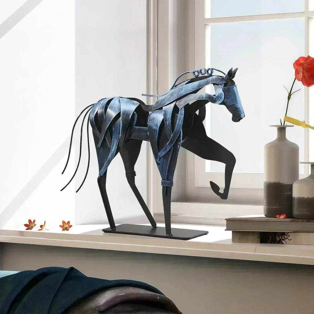 Handmade Metal Horse Statue Decor - Handcrafted & Hand-Painted Sculpture, Unique Rustic Figurine for Home, Office, Desk Decoration (White) - Handmade Lifestyle Shop
