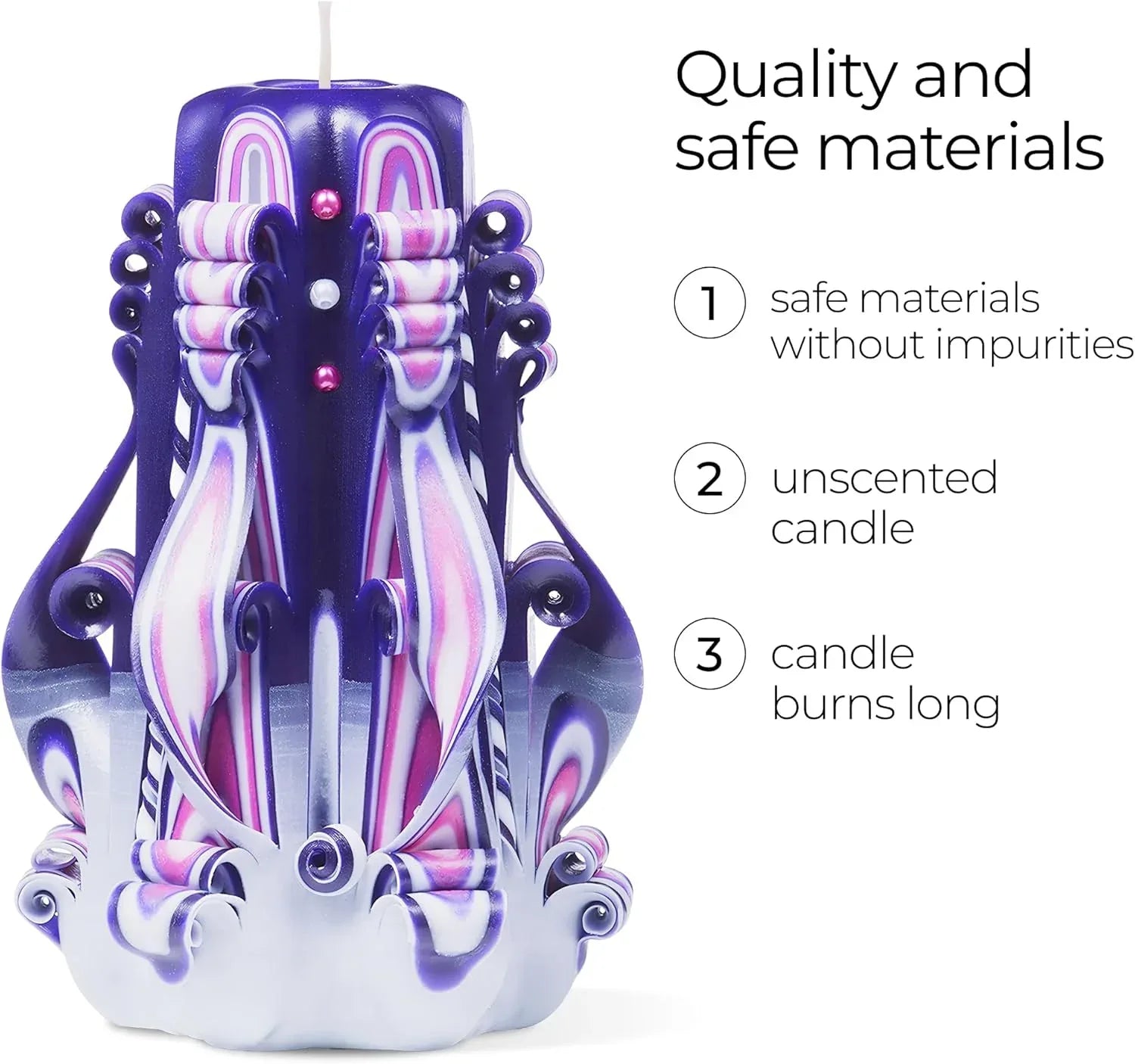 Carved Candles – Handmade Decorative Large Candle – Tall Long Burning Cute Spiral Candles for Women – Table Candle for Home Decor, Cozy Cottage Core Gift - Christmas Gift for Mom - Purple - Handmade Lifestyle Shop