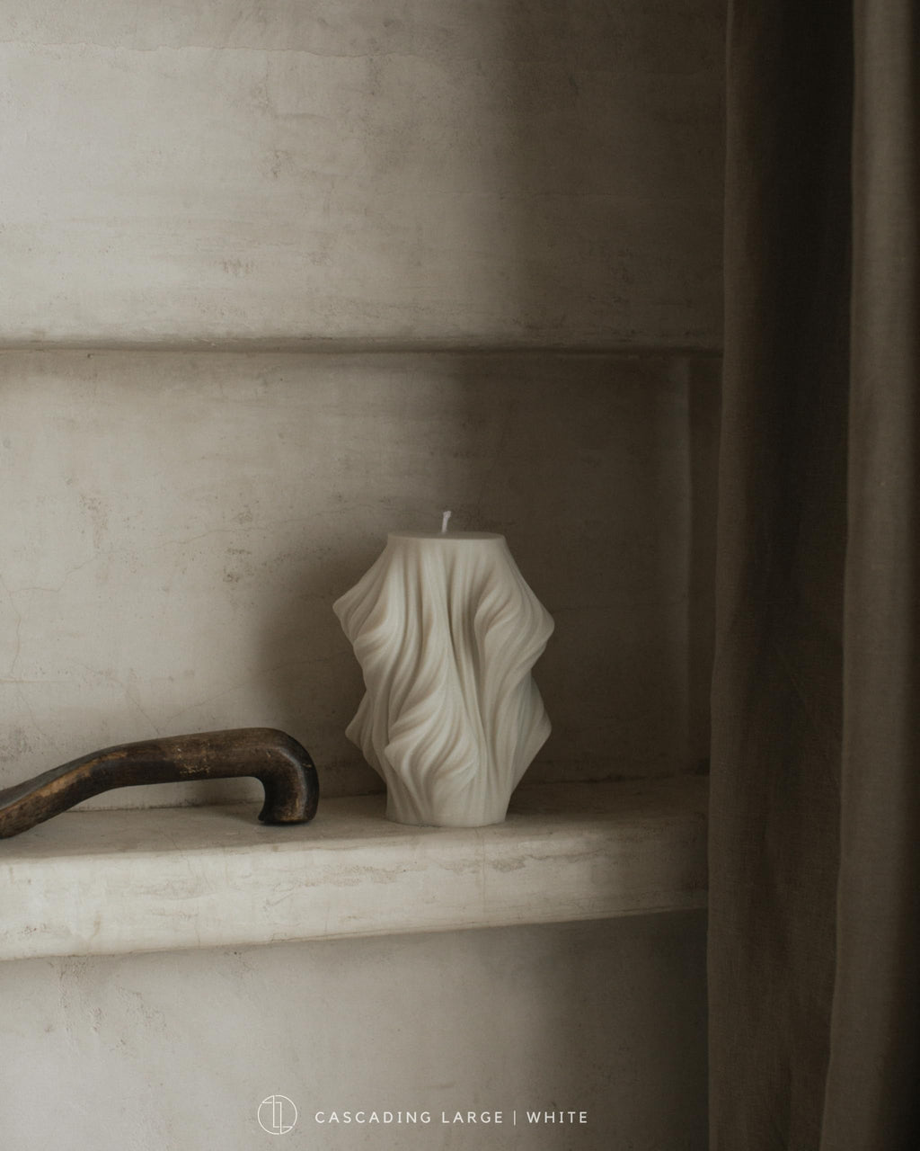 LAWA Cascading Wave Candle - Large Beautiful Handmade Pillar Scented Soy Wax Elegant Bubble Aesthetic Candle Housewarming Gift Home Room Shelf Decor Idea Olive Beige (Large)