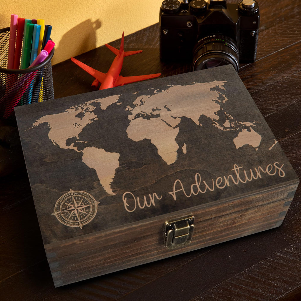 Engraved Memorial Memory Box – Wooden Keepsake Box for Loss of Loved One or Pet – Sympathy Gift – Medium Size – Dark Walnut Finish – 8.5 x 6 x 3 in