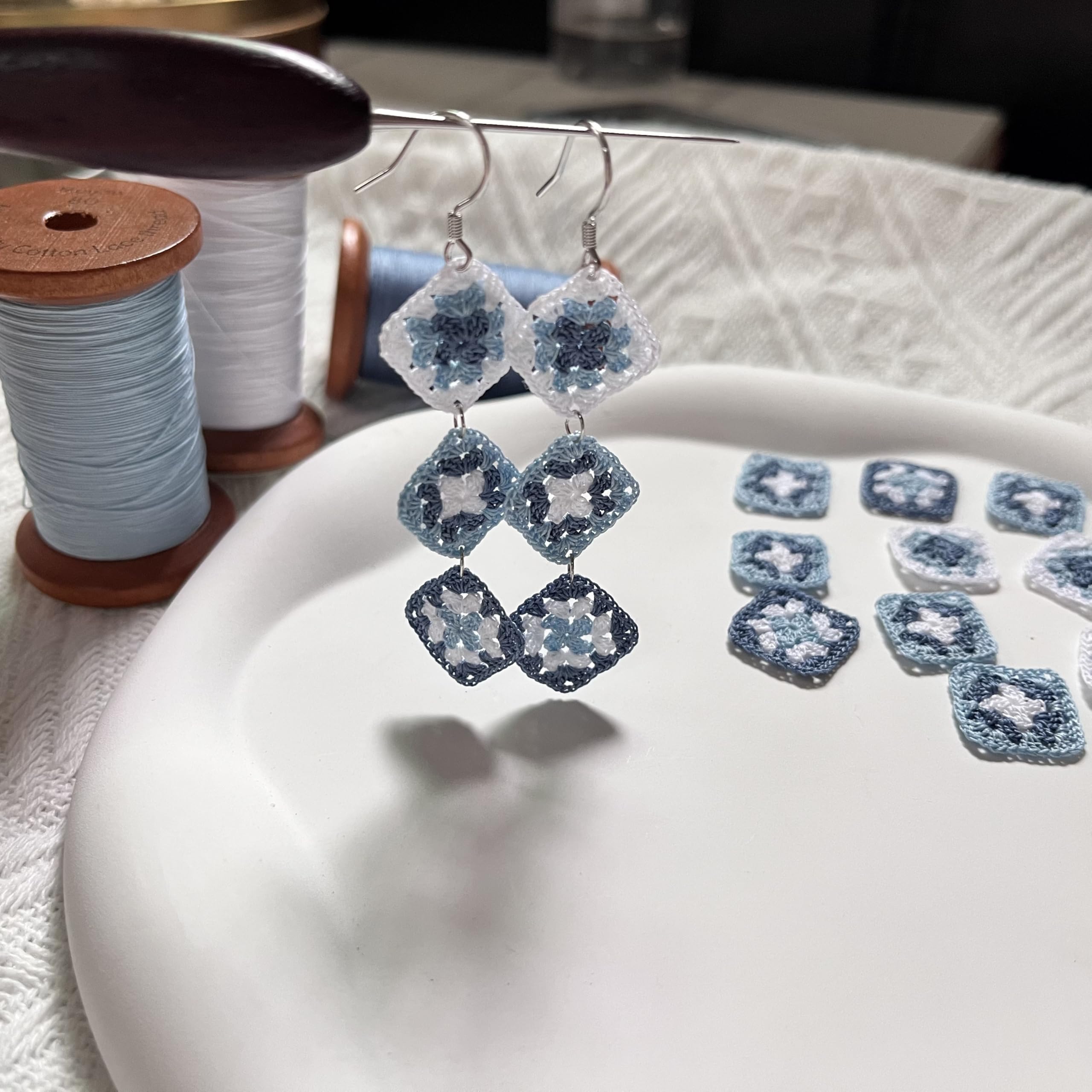 Crochet Flower Handmade Crochet Earring Drop Dangle Earring For Women Girls