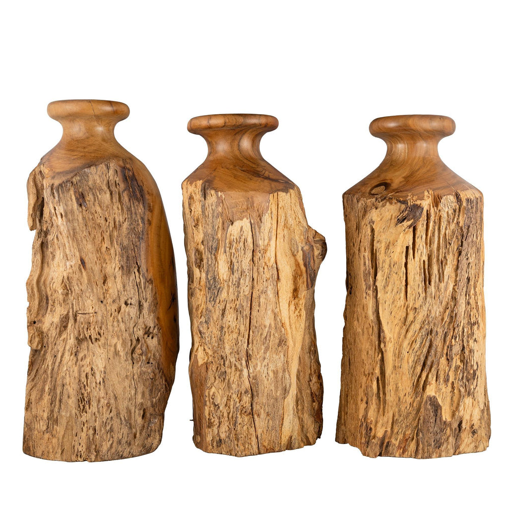 Vitex Pubescens Vahl Handcrafted Natural Wooden Vase; H(11.8”) x D(5"-6.5"); Unique Wooden Vase - Handmade Lifestyle Shop