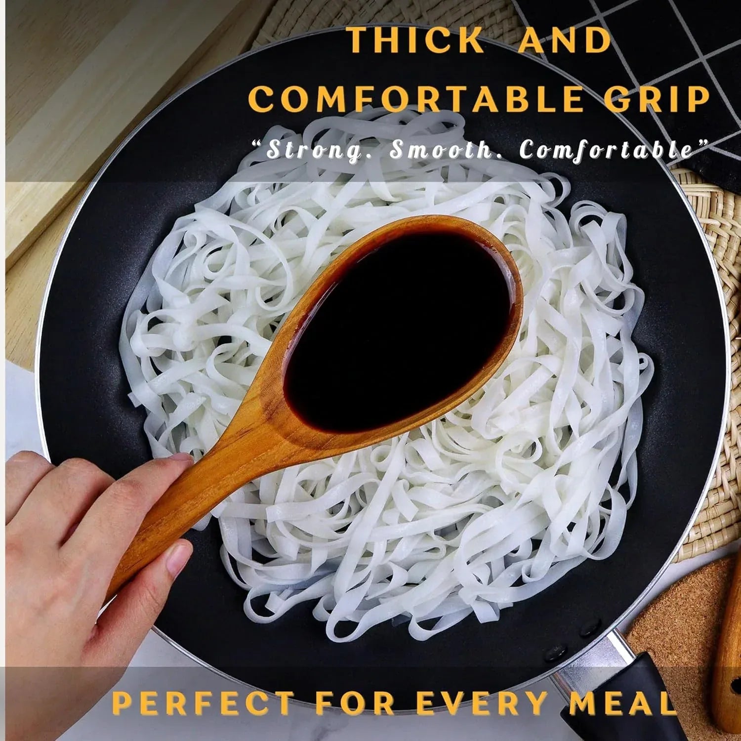 Teak Wooden Spoon & Ladle for Cooking – Handmade Natural Teak Wood Spoon and Ladle, Wooden Utensils for Nonstick Cookware, Durable Long Handle Kitchen Tools - Handmade Lifestyle Shop