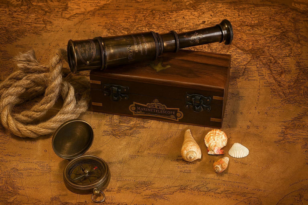 Handcrafted Brass Maritime Telescope with Wooden Box (Style 1) - Handmade Lifestyle Shop