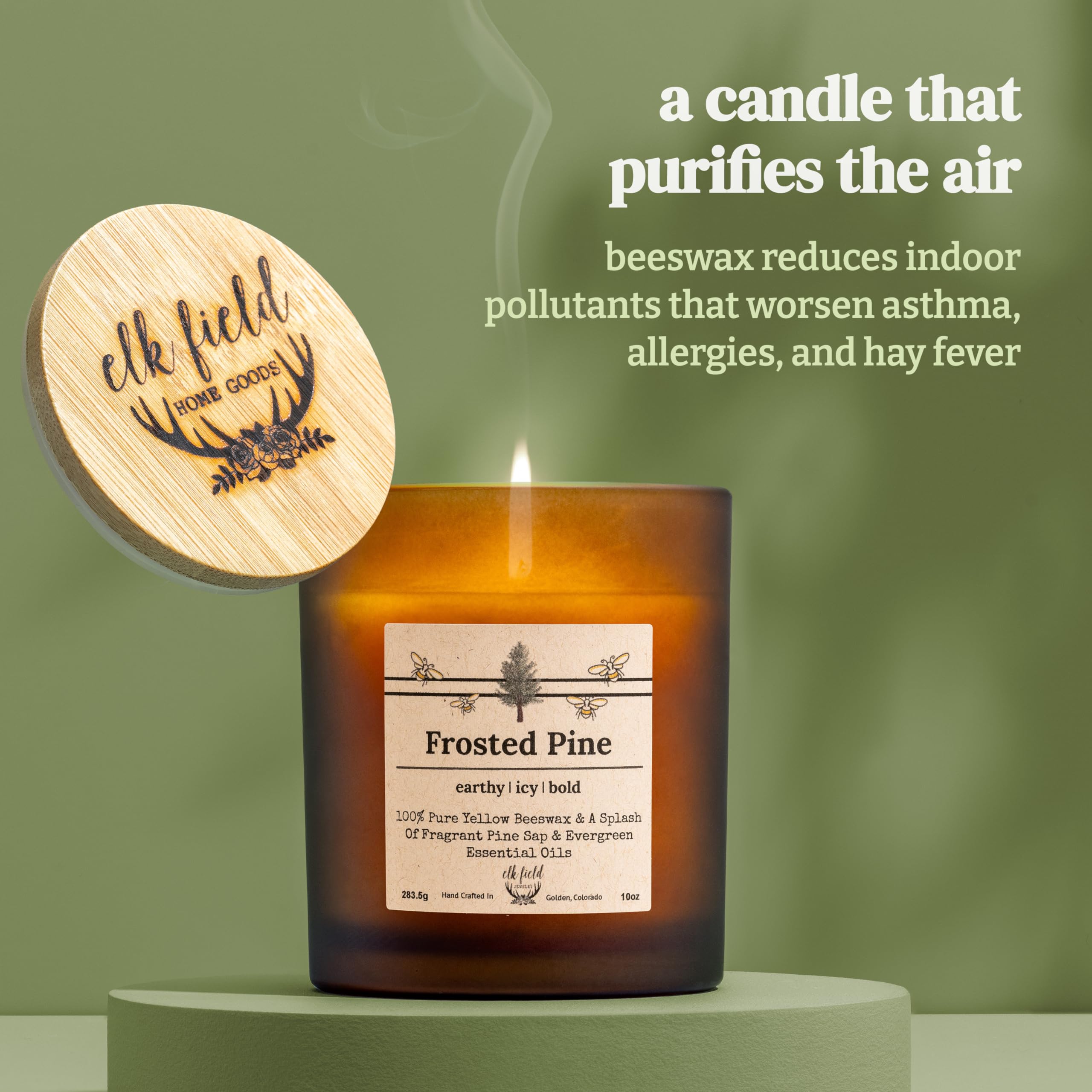 Berries Organic Beeswax Candle | 2 Ingredients | 100% Pure Beeswax Candles, Non Toxic, Natural, Organic Candles, Beeswax Candles Scented, Non Toxic Candles, 80 Hour, 10oz