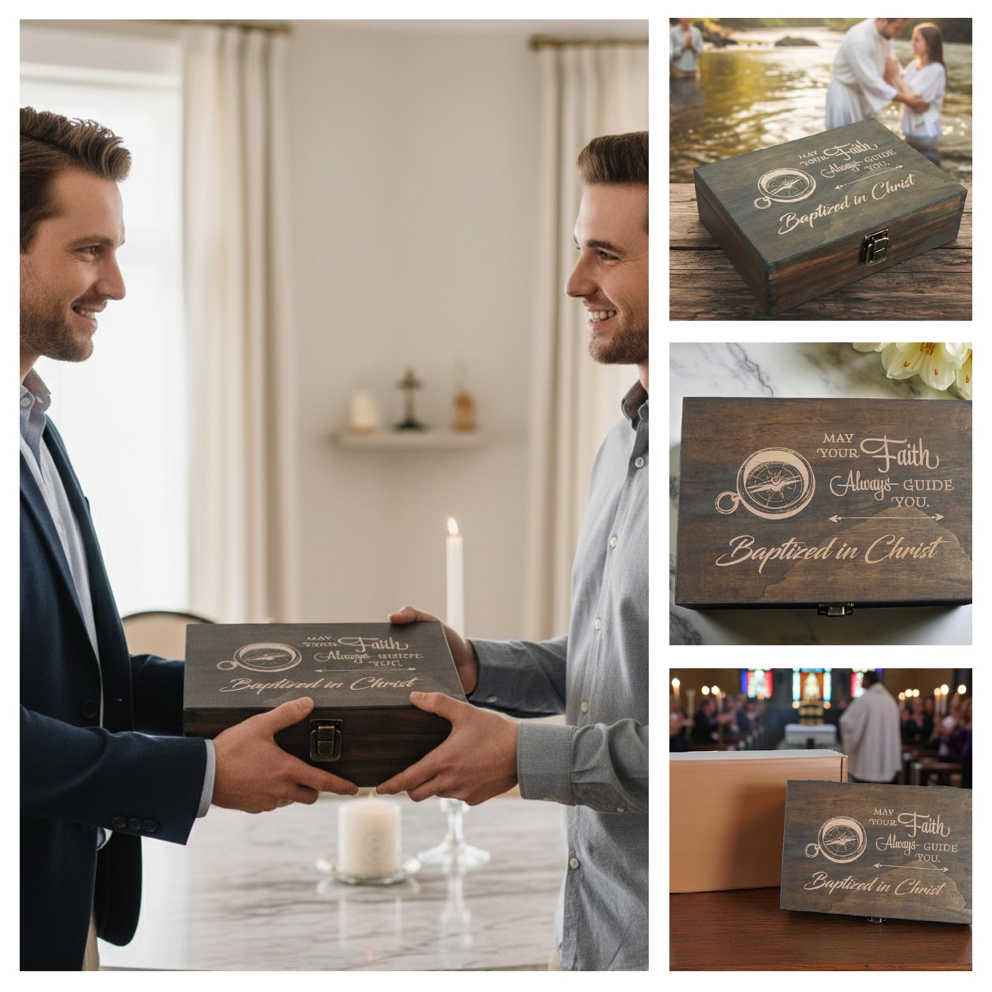 Engraved Memorial Memory Box – Wooden Keepsake Box for Loss of Loved One or Pet – Sympathy Gift – Medium Size – Dark Walnut Finish – 8.5 x 6 x 3 in