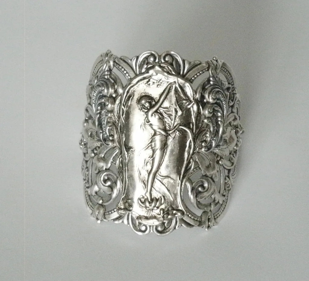 Art Nouveau Cuff Bracelet victorian edwardian renaissance art deco medieval tudor handmade jewelry - Handmade Lifestyle Shop