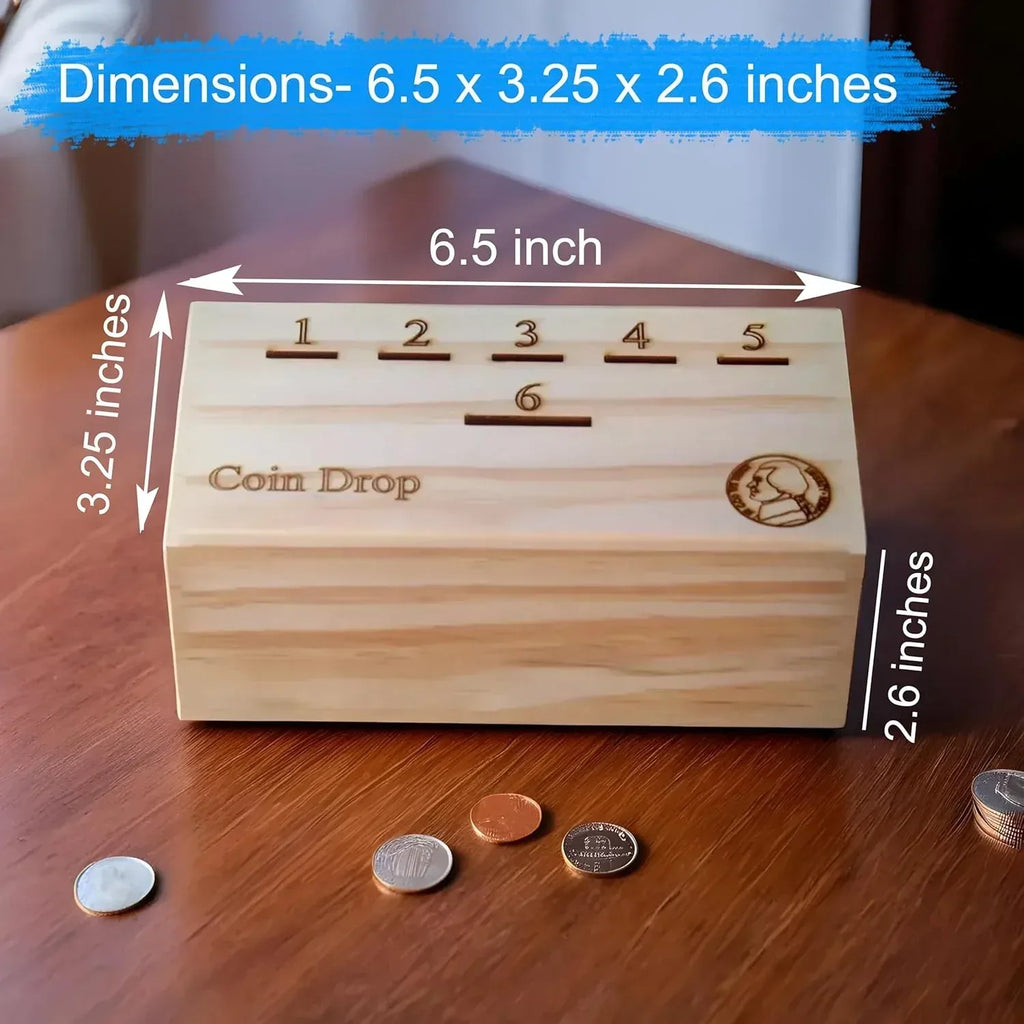 T one woods Coin Drop Game for Kids/Adult with dice and Wooden Box | Penny Game for Family Fun Coin Drop | Coin Drop Game for Family and Friends (Design-1) - Handmade Lifestyle Shop