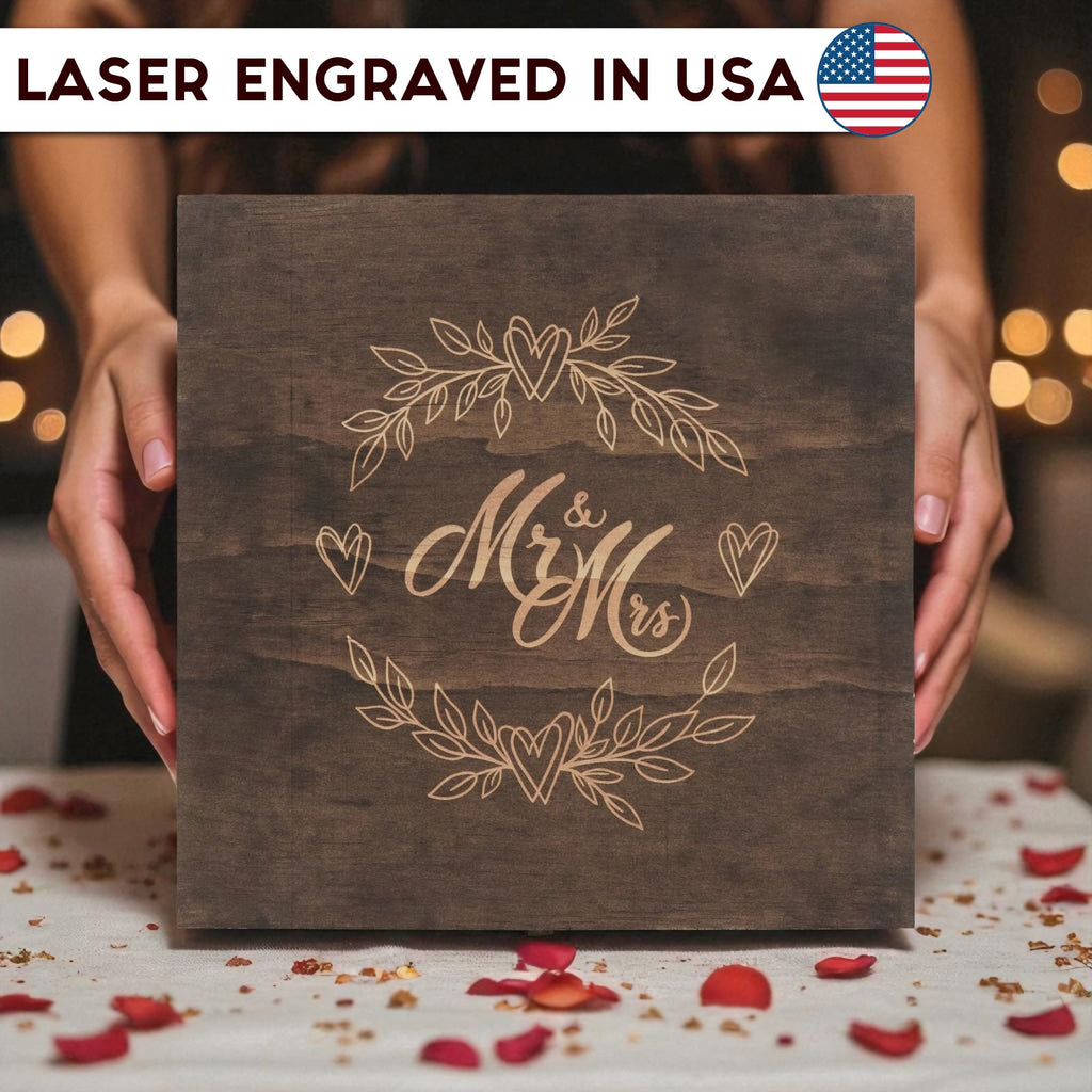 Engraved Memorial Memory Box – Wooden Keepsake Box for Loss of Loved One or Pet – Sympathy Gift – Medium Size – Dark Walnut Finish – 8.5 x 6 x 3 in