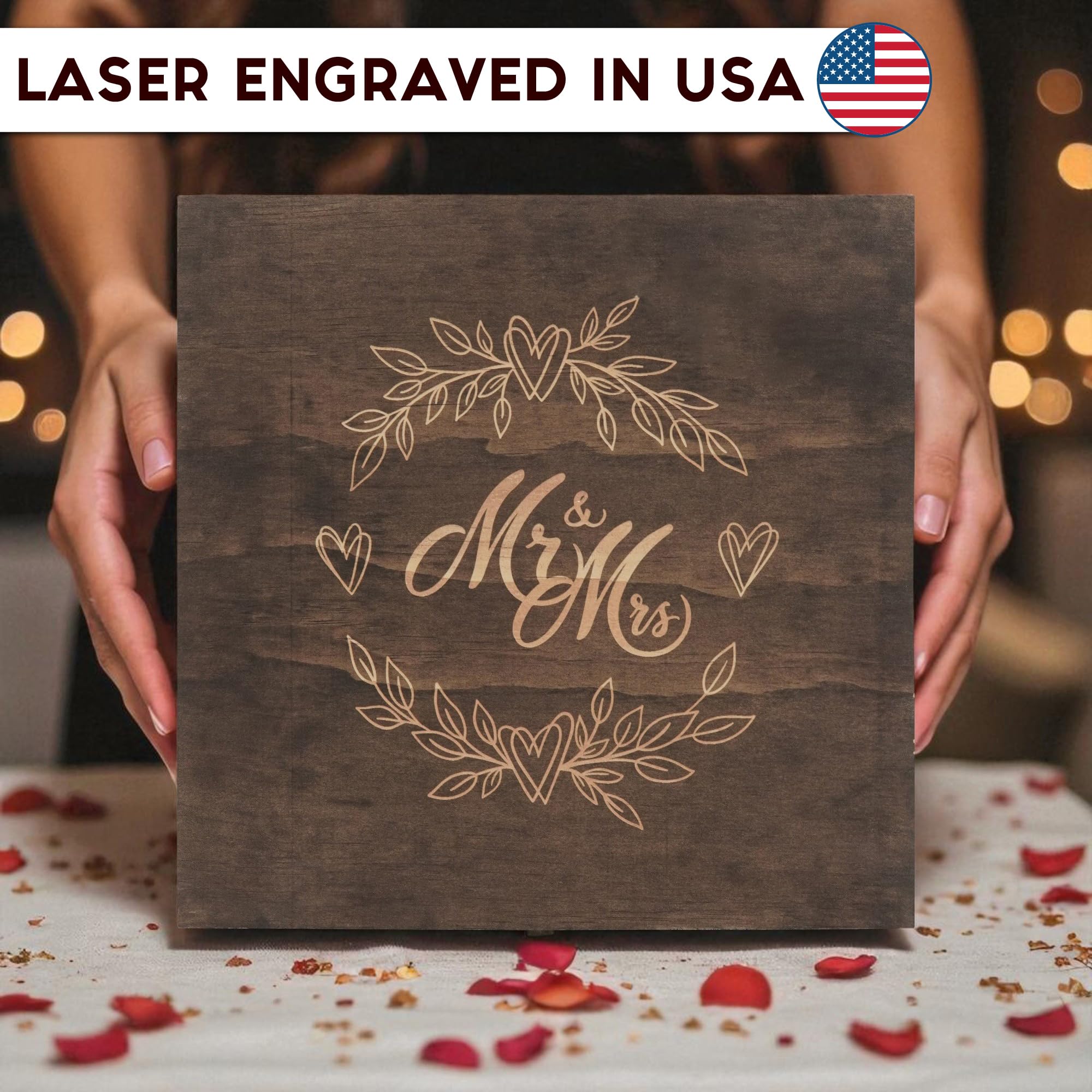 Engraved Memorial Memory Box – Wooden Keepsake Box for Loss of Loved One or Pet – Sympathy Gift – Medium Size – Dark Walnut Finish – 8.5 x 6 x 3 in