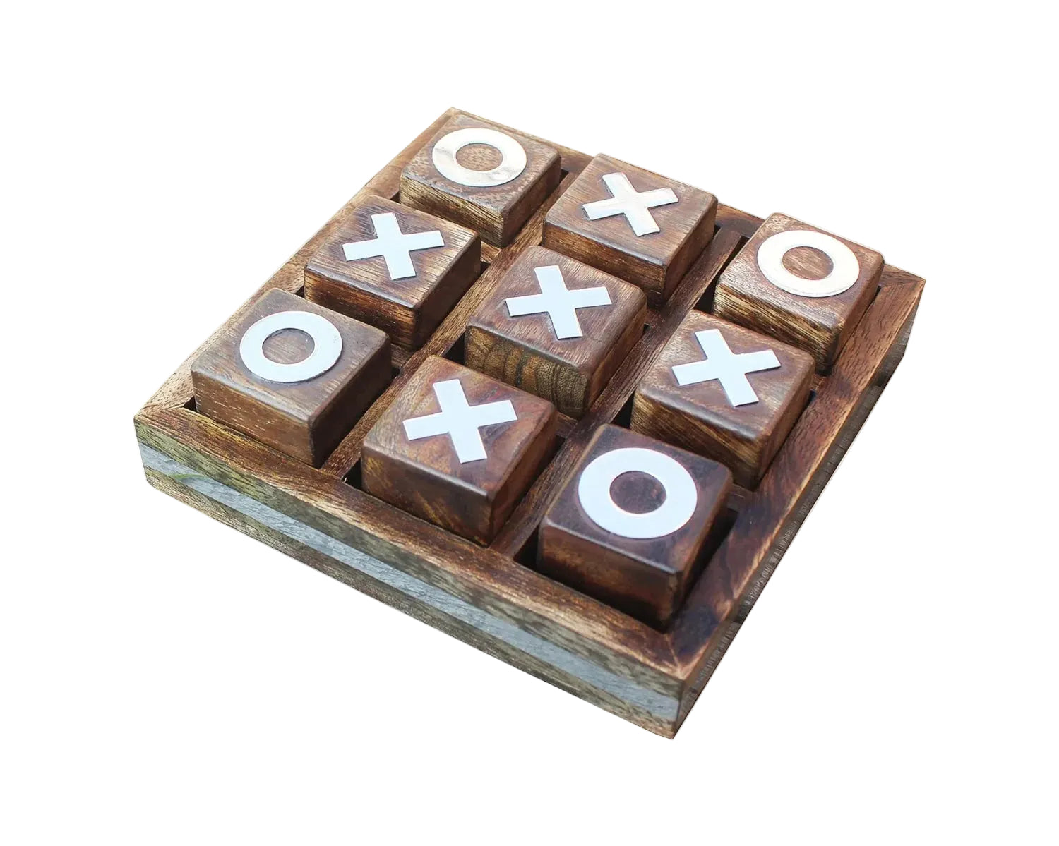 Wooden Tic Tac Toe Game | Board Game for Kids and Family | Table Top Living Room Decor Fun Game | Indoor Outdoor Adults Classic Travel Game (Burnt Wood) - Handmade Lifestyle Shop