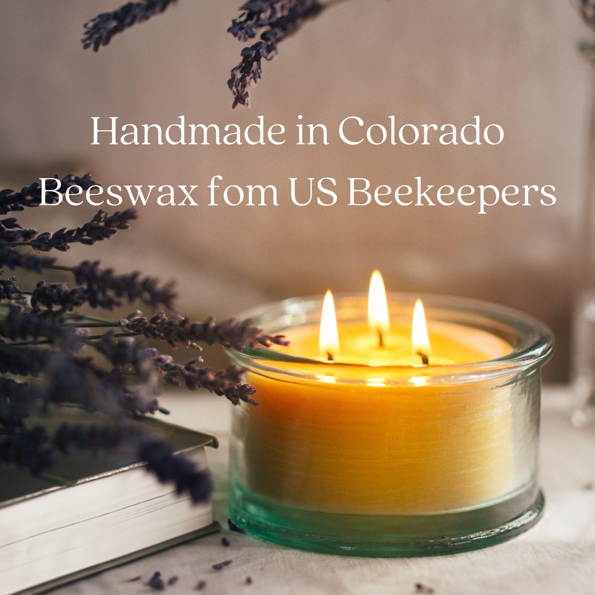 Bluecorn Beeswax 3-Wick Candle, 100% Pure Bees Wax, Yellow, Fragrance Free, Paraffin & Soy Free Candle Wax, Clean Burning, Long Lasting, Home Decor, Gifts for Women & Men, American Made, 10 Oz, 1 Ct