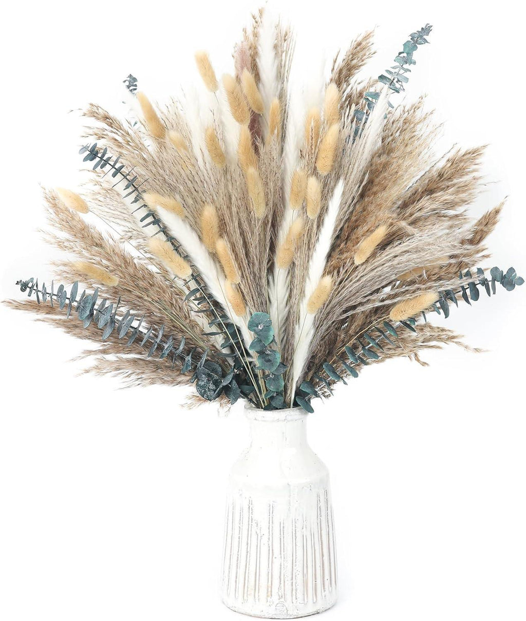 xin's convey 120 PCS Dried Pampas Grass, Dried Flowers, Reed Grass Bouquet for Bohemian Flowers Home Table Wedding Decoration, Rustic Farmhour.(Light Brown) - Handmade Lifestyle Shop