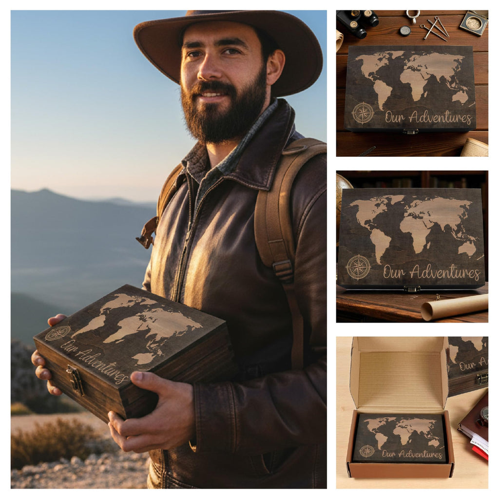 Engraved Memorial Memory Box – Wooden Keepsake Box for Loss of Loved One or Pet – Sympathy Gift – Medium Size – Dark Walnut Finish – 8.5 x 6 x 3 in