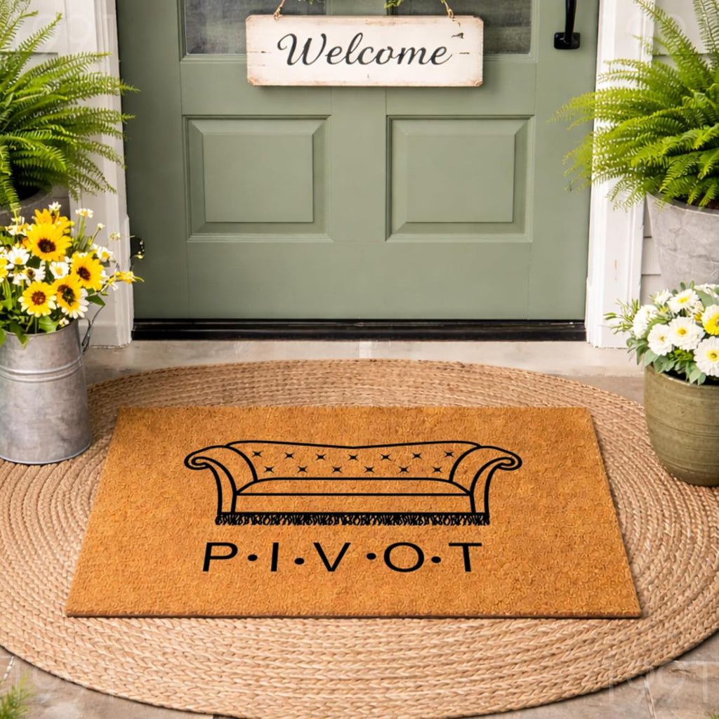 Funny Doormat: P.I.V.O.T. Couch, Friends TV Show Welcome Mat, Great Gift for Friends Fans, New Apartment Gift (36x60) 1991