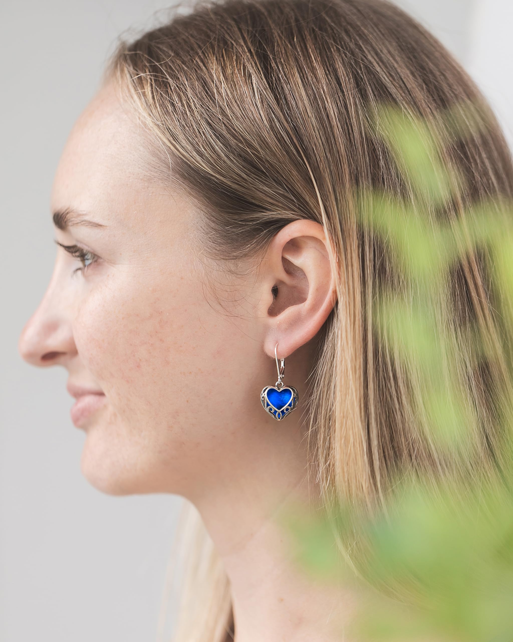 Bottled Up Designs Handmade Homespun Hearts Earrings, Recycled Vintage Glass, Sterling Silver, Eco Friendly, Made in USA, Mothers Day, Women, Anniversary