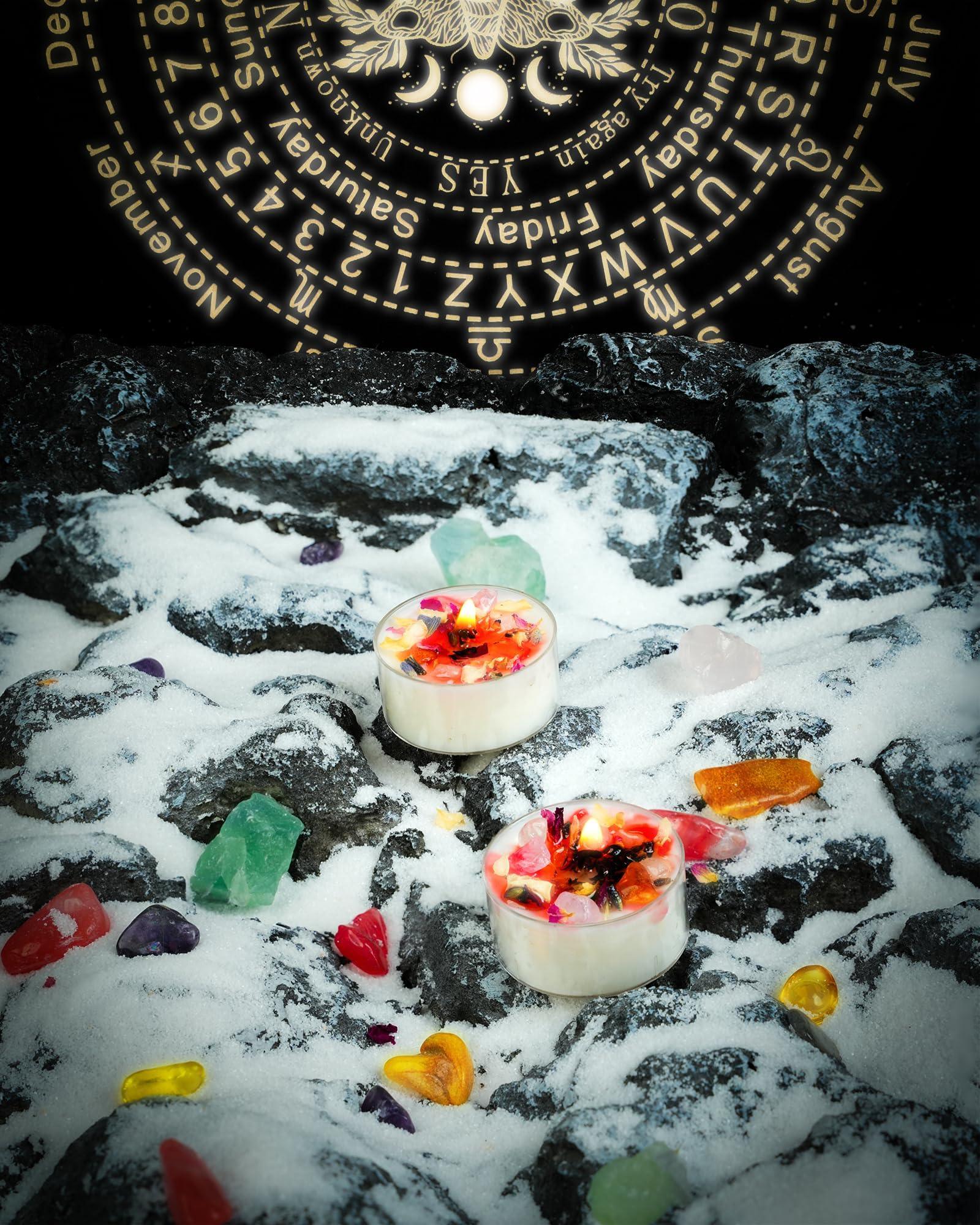 Tealight Soy Candles with Crystals and Herbs, Handmade Energy Candles, Aromatherapy Candles. (Mixed) - Handmade Lifestyle Shop