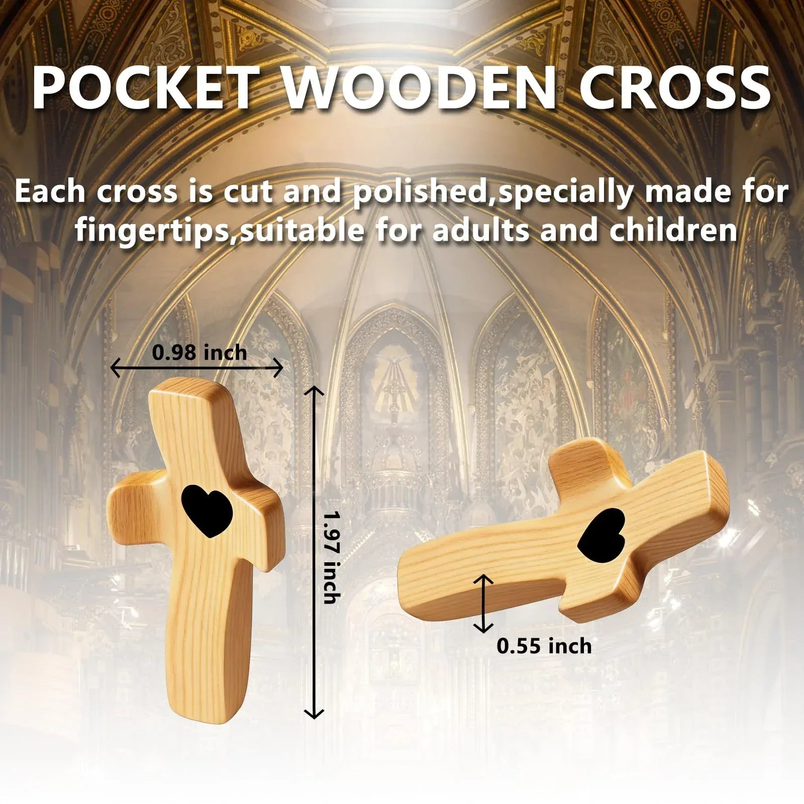 3-Pack Wooden Cross Fidget, Handmade Pocket Wood Crosses, Cross My Heart | Encouragement Gift, Relieve Anxiety for Yourself, Inspirational Easter Gift for Christian Faith, Prayer, Valentines Day Gifts - Handmade Lifestyle Shop