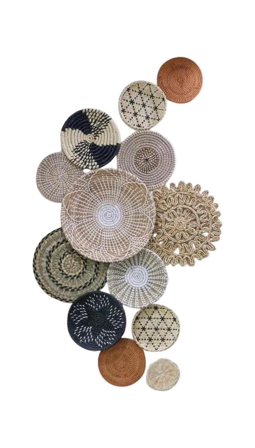 Chicvillage Boho Wall Basket Decor, Set13-Piece Natural Seagrass Woven Baskets for Gallery Wall, Rustic Bohemian Home Decor, Lightweight Hanging Baskets for Living Room Bedroom Entryway - Handmade Lifestyle Shop