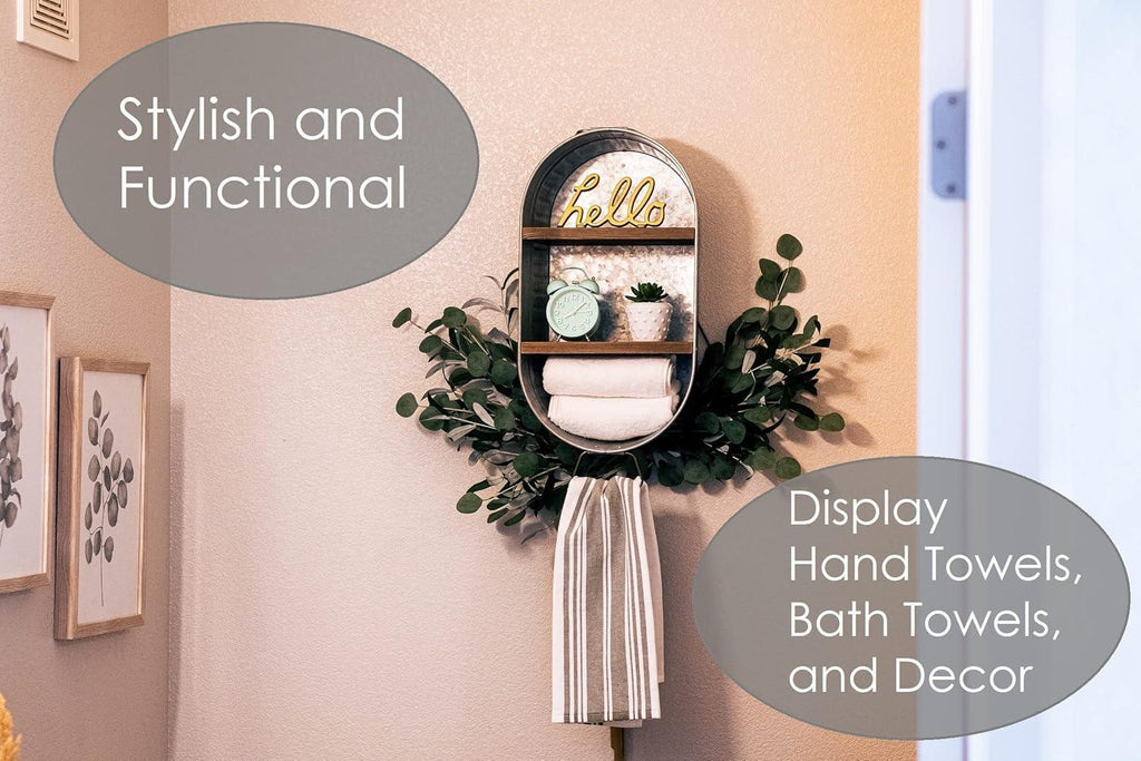 Galvanized Wash Tub with Shelves | Rustic Bathroom Décor | Farmhouse Rustic Bathroom Shelves | Metal Wash Tub Cubby | Galvanized Shelf Wall - Handmade Lifestyle Shop