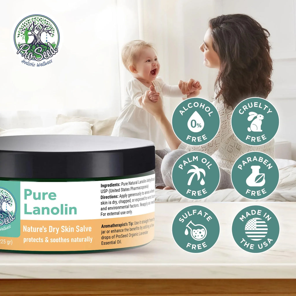 100% Pure Lanolin, Handmade in USA, Unrefined Balm, Dry & Itchy Skin, Cracked Lips, Breastfeeding, Nipple Cream, Baby Care, Moisture-Rich, Nursing Essentials & Petroleum-Free, for Hands, Face & Body - Handmade Lifestyle Shop