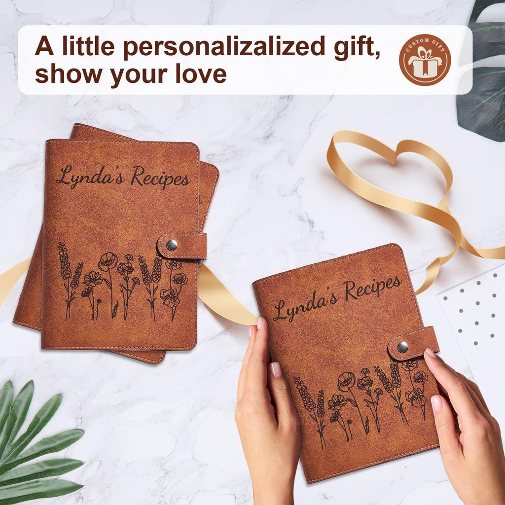 Personalized Recipe Book, Handmade Blank Notebook to Write in Your Own Recipes, 17 Custom Cover Designs, Handcrafted Gift for Mom, Dad, Husband, Wife, Grandma, Sister, Christmas, Birthday - Handmade Lifestyle Shop