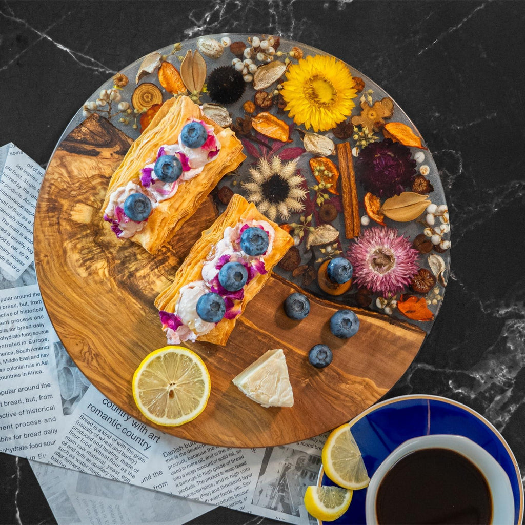 Handmade Olive Wood Charcuterie Board, Personalized Charcuterie Boards for House Warming Gifts, Olive Wood Cutting Board with Unique Floral Design, Wedding Gift for New Couple - Handmade Lifestyle Shop