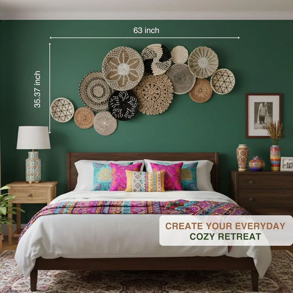 Chicvillage Boho Wall Basket Decor, Set13-Piece Natural Seagrass Woven Baskets for Gallery Wall, Rustic Bohemian Home Decor, Lightweight Hanging Baskets for Living Room Bedroom Entryway - Handmade Lifestyle Shop